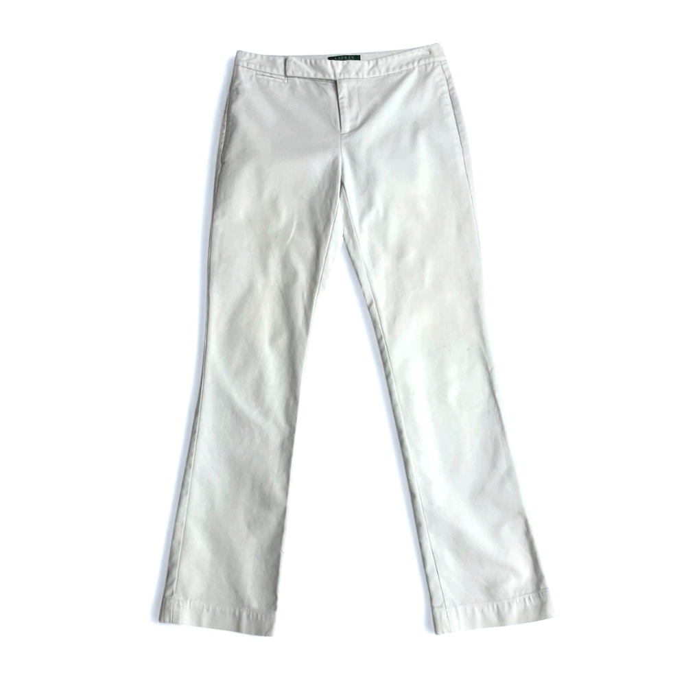 Lauren Ralph Lauren White "Camaron" Stretch Cotton Ankle Length Pants | Size 16